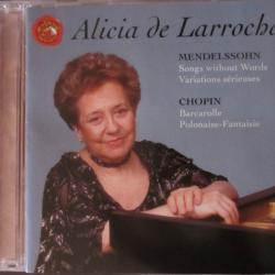 ALICIA DE LARROCHA Mendelssohn: Songs Without Words * Variations Sérieuses / Chopin: Barcarolle * Polonaise-Fantaisie Фирменный CD ALICIA DE LARROCHA Mendelssohn: Songs Without Words * Variations Sérieuses / Chopin: Barcarolle * Polonaise-Fantaisie Фирменный CD