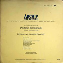 Norddeutscher Singkreis, Gottfried Wolters, Heinrich Schütz Deutsche Barockmusik (14 Motetten aus "Geistlicher Chormusik") Виниловая пластинка Norddeutscher Singkreis, Gottfried Wolters, Heinrich Schütz Deutsche Barockmusik (14 Motetten aus "Geistlicher Chormusik") Виниловая пластинка