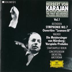 KARAJAN - Beethoven, Wagner Symphonie No. 7 · Ouvertüre "Leonore III" / Die Meistersinger von Nürnberg: Vorspiele/Preludes Фирменный CD 